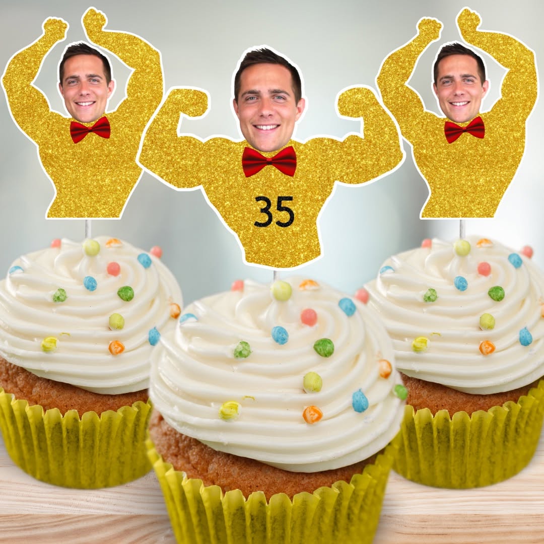 Personalized Cake Toppers “Sparkly Man” (12 pcs)