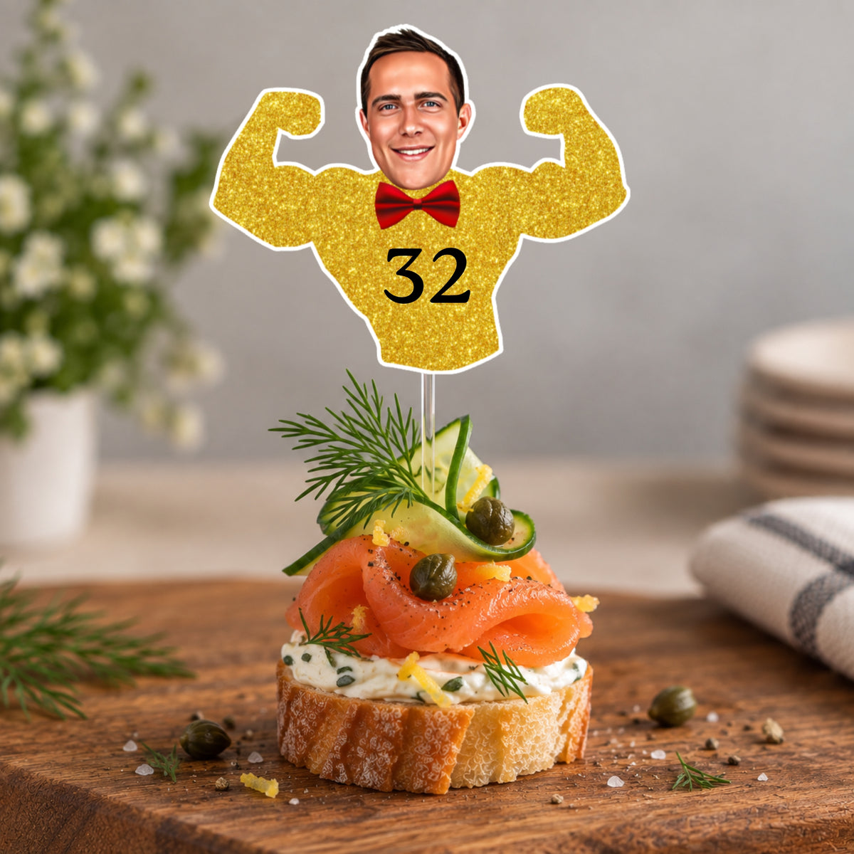 Personaliseeritud kaunistustikud "Sädelev mees" (12 tk)