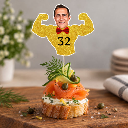 Personaliseeritud kaunistustikud "Sädelev mees" (12 tk)